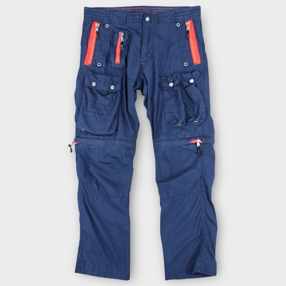 RLX Ralph Lauren Cargo Pants Mens 34R Navy Blue Zip Pocket Tactical Utility